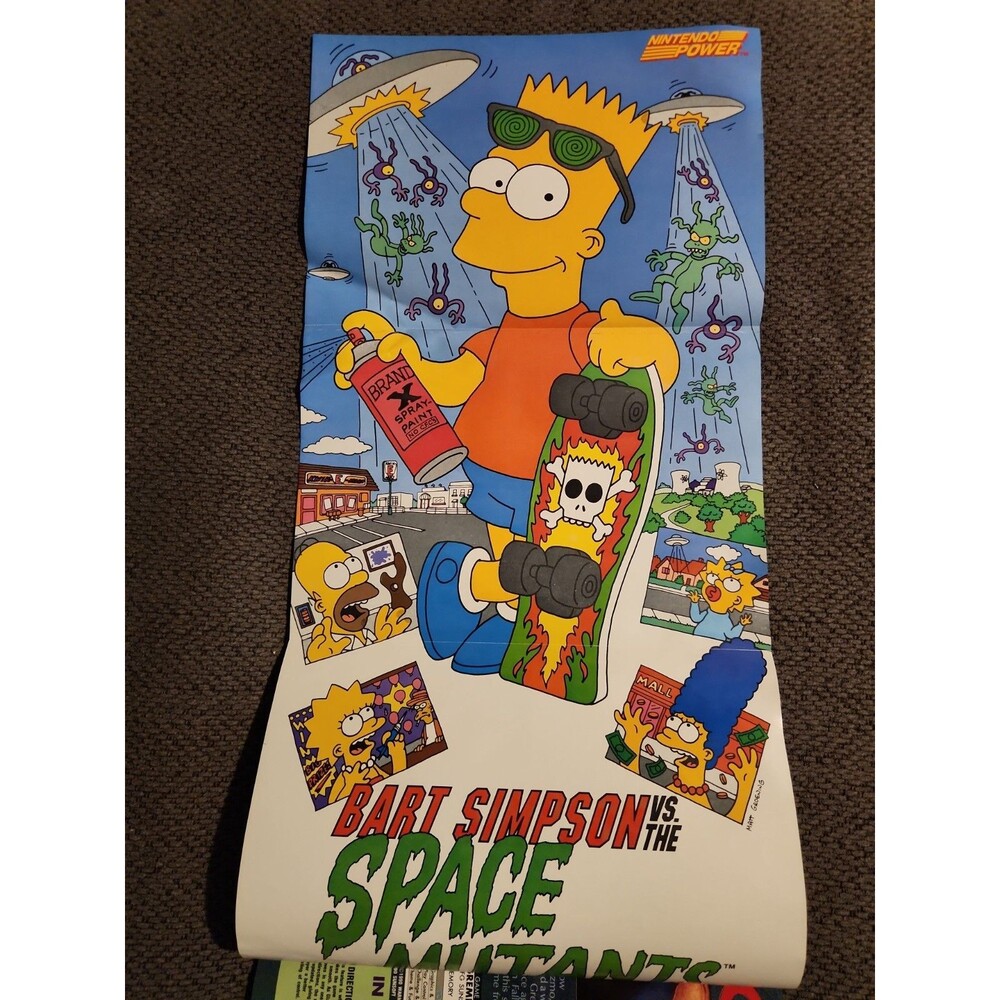 Vintage Bart Simpson vs The space Mutants Poster From Nintendo Power Magazine